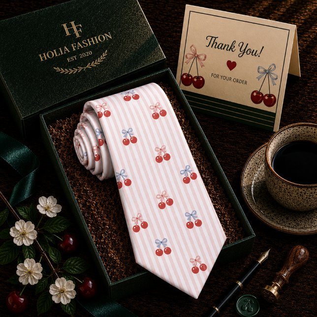 Sweet Red Cherry Pattern Tie (Creator Uploaded)