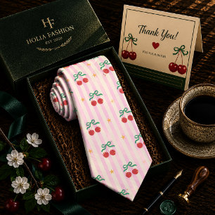 Sweet Red Cherry Pattern Tie