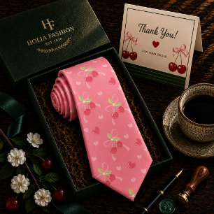  Sweet Red Cherry Pattern Tie