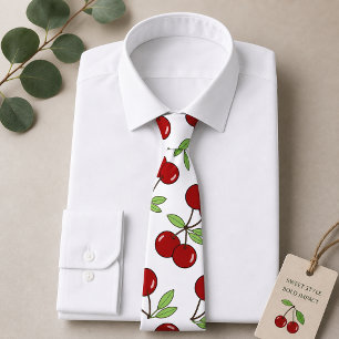 Sweet Red Cherry Pattern Tie