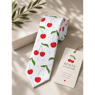 Sweet Red Cherry Pattern Tie