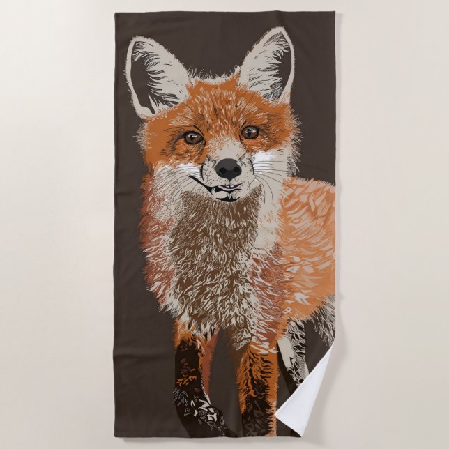 Sweet Red Fox Beach Towel (Front)