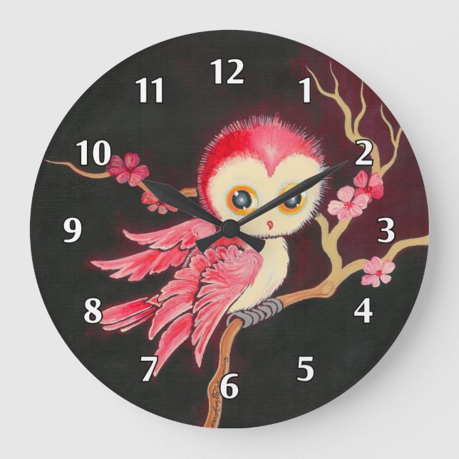 Sweet Red Owl Large Clock (Front)