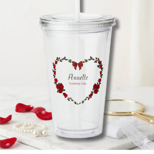 Sweet Red Roses Flower Girl Gift Acrylic Tumbler