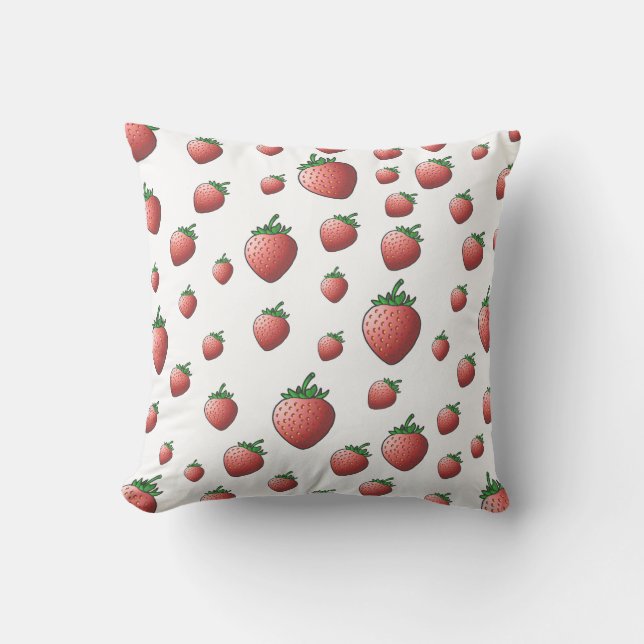 Sweet Red Strawberries Throw Pillow (Front)