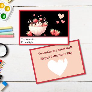 Sweet Red Strawberry Ice Cream Classroom Valentine Card