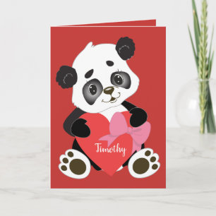 Sweet Red Valentine’s Day Card with Panda Design