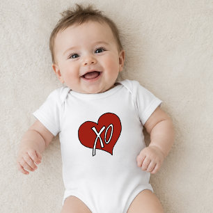 Sweet Red XO Heart Love Hugs Kisses Baby Bodysuit