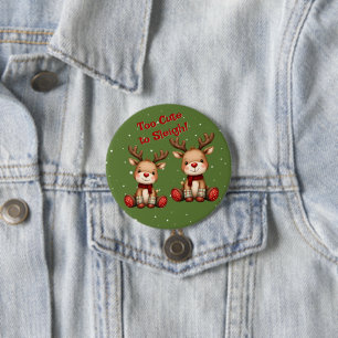 Sweet Reindeer Pair in Holiday Snowfall 3 Inch Round Button