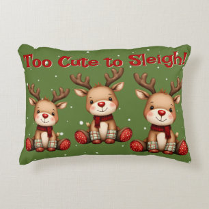 Sweet Reindeer Pair in Holiday Snowfall Accent Pillow