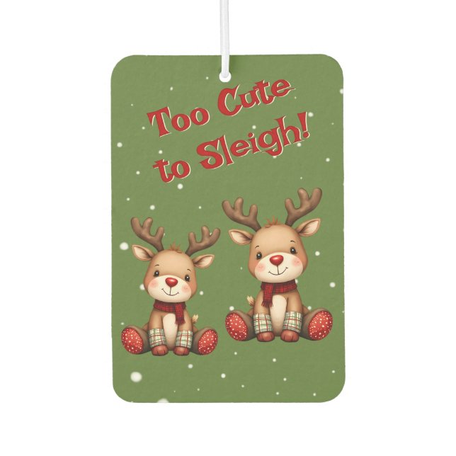 Sweet Reindeer Pair in Holiday Snowfall Air Freshener (Front)