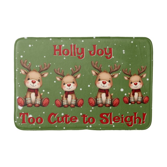 Sweet Reindeer Pair in Holiday Snowfall Bath Mat (Front)