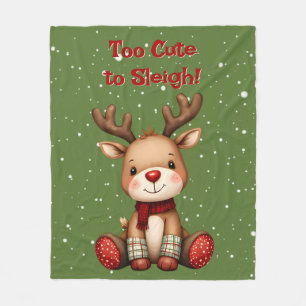 Sweet Reindeer Pair in Holiday Snowfall Fleece Blanket