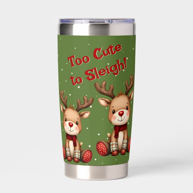 Sweet Reindeer Pair in Holiday Snowfall Insulated Tumbler (Front)