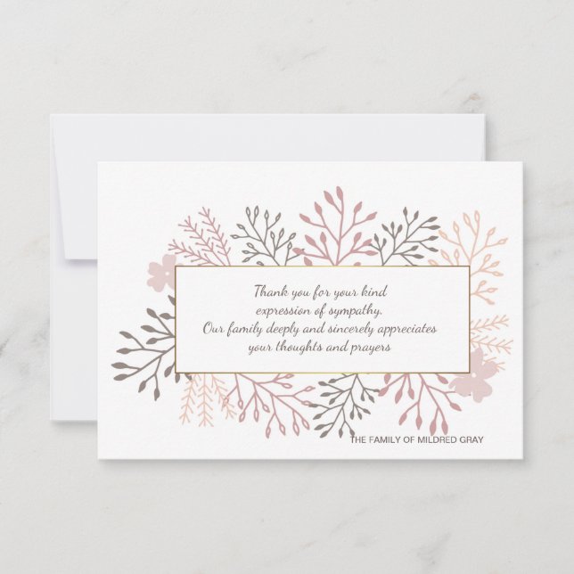 Sweet Remembrance Bereavement Thank You Card (Front)
