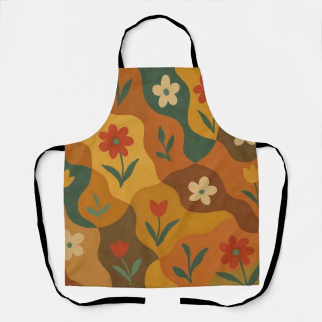 Sweet Retro Country Garden Pattern Apron (Front)