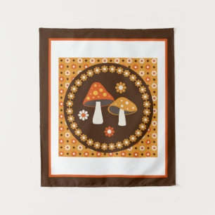 Sweet Retro Mushrooms and Flowers Poster Tapestry