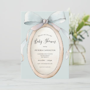 Sweet Ribbons & Bows Vintage Blue Baby Shower  Invitation