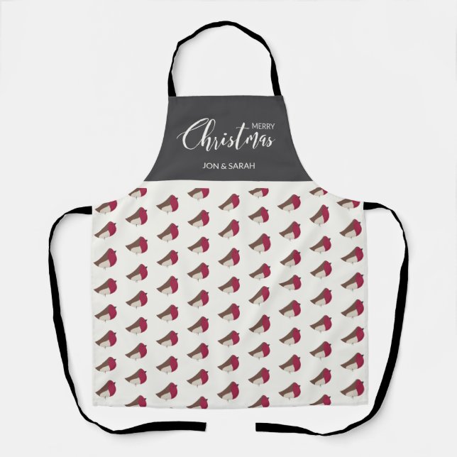 Sweet Robin and Red Bow Apron (Front)
