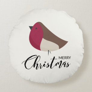 Sweet Robin Redbreast and Bow Throw Pillow