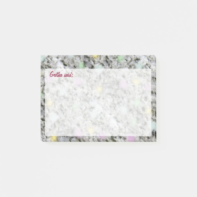Sweet Rock White Granite Pastel Dots with Text Post-it Notes (Front)