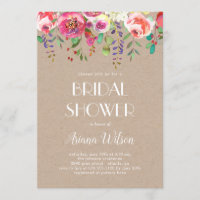 Sweet Romance Bridal Shower Invitation Kraft