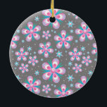 Sweet Romantic  Abstract Pink Flowers Pattern Ceramic Ornament<br><div class="desc">Sweet Romantic  Abstract Pink Flowers Pattern</div>