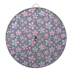 Sweet Romantic  Abstract Pink Flowers Pattern Dartboard