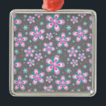 Sweet Romantic  Abstract Pink Flowers Pattern Metal Ornament<br><div class="desc">Sweet Romantic  Abstract Pink Flowers Pattern</div>