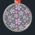 Sweet Romantic  Abstract Pink Flowers Pattern Metal Ornament<br><div class="desc">Sweet Romantic  Abstract Pink Flowers Pattern</div>