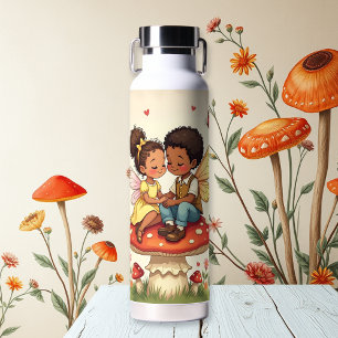 Sweet Romantic Fairies   Cottage Core Mushrooms Water Bottle