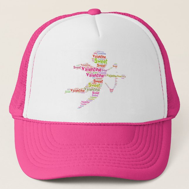 Sweet Romantic Funny Happy Valentine Love Cupid Trucker Hat (Front)