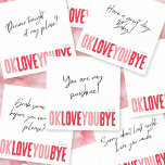 Sweet Romantic Love Notes Red Pink Sticky Notes<br><div class="desc">Add a sweet, personal touch to your notes with this fun, customizable notepad! Featuring the playful phrase "ok love you bye" in bold, alternating red and pink, this notepad is perfect for leaving romantic little reminders. Choose from a variety of colours, backgrounds, and personalize with a name or phrase to...</div>
