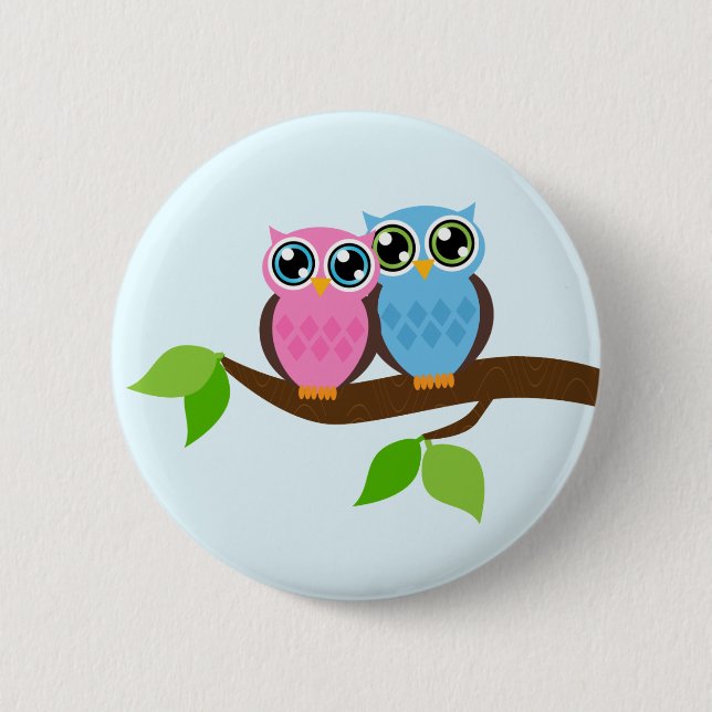 Sweet Romantic Owls 2 Inch Round Button (Front)