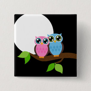 Sweet Romantic Owls 2 Inch Square Button