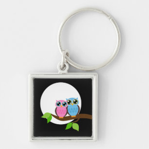 Sweet Romantic Owls Keychain