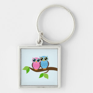 Sweet Romantic Owls Keychain