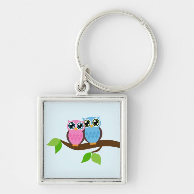 Sweet Romantic Owls Keychain (Front)