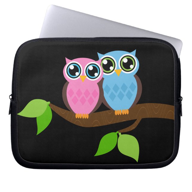 Sweet Romantic Owls Laptop Sleeve (Front)