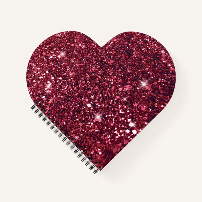 Sweet Romantic Red Glitter Heart Notebook (Front)