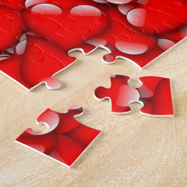 Sweet Romantic Valentine Love Hearts Red Jigsaw Puzzle (Side)