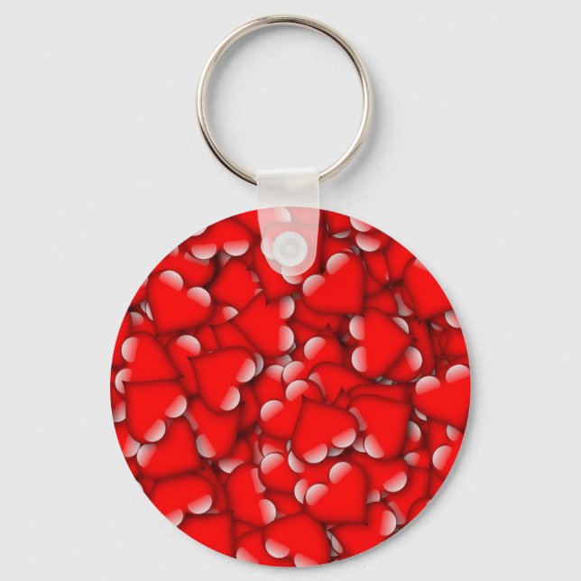 Sweet Romantic Valentine Love Hearts Red Keychain (Front)