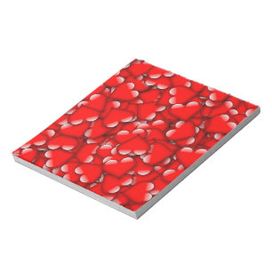 Sweet Romantic Valentine Love Hearts Red Notepad