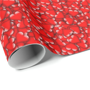 Sweet Romantic Valentine Love Hearts Red Wrapping Paper