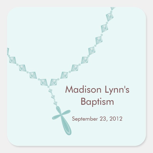 Sweet Rosary Beads Baptism Favour Seal Blue (Front)