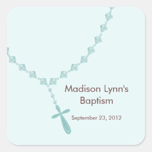 Sweet Rosary Beads Baptism Favour Seal Blue