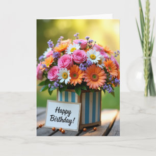 Sweet Rose Daisy Birthday Card