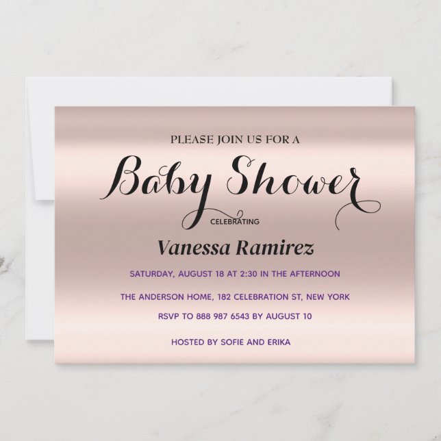 Sweet rose gold baby gift invitation (Front)