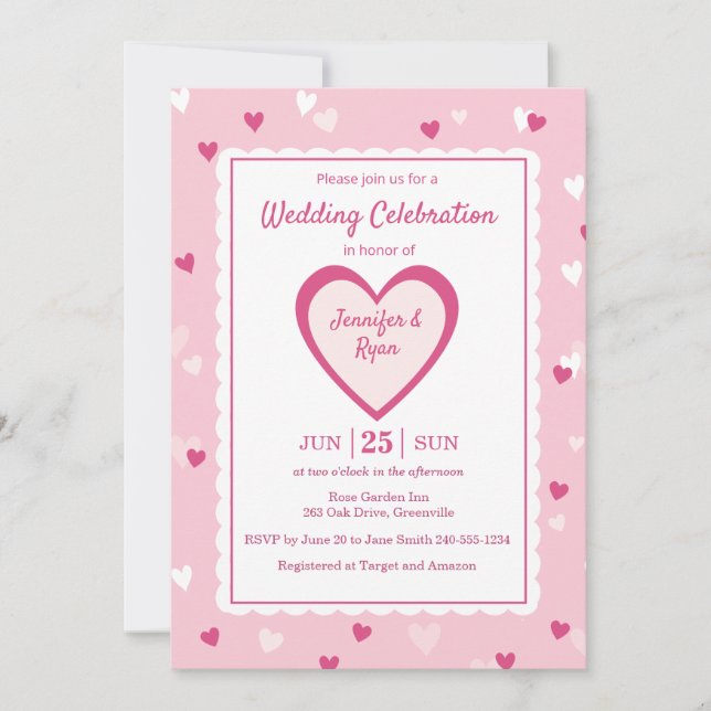 Sweet Rose Hearts Valentine Faire-part de mariage (Devant)