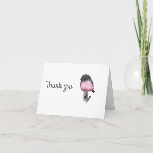 Sweet Rose Robin Bird Merci Cartes de notes (Devant)